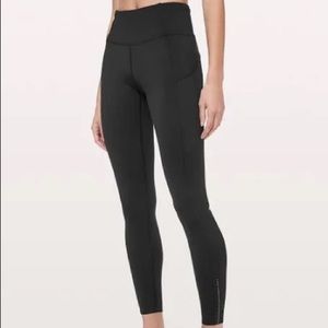 Lululemon Fast and Free High Rise Tight 25” 2017 Black Size 6 Nulux Pockets EUC